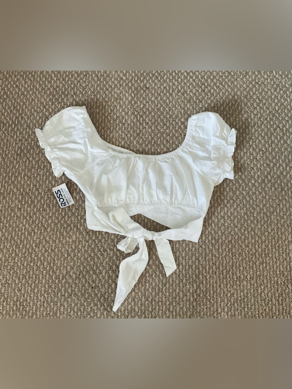 White Halter Crop Top with Tie Back - Picture 3 of 3